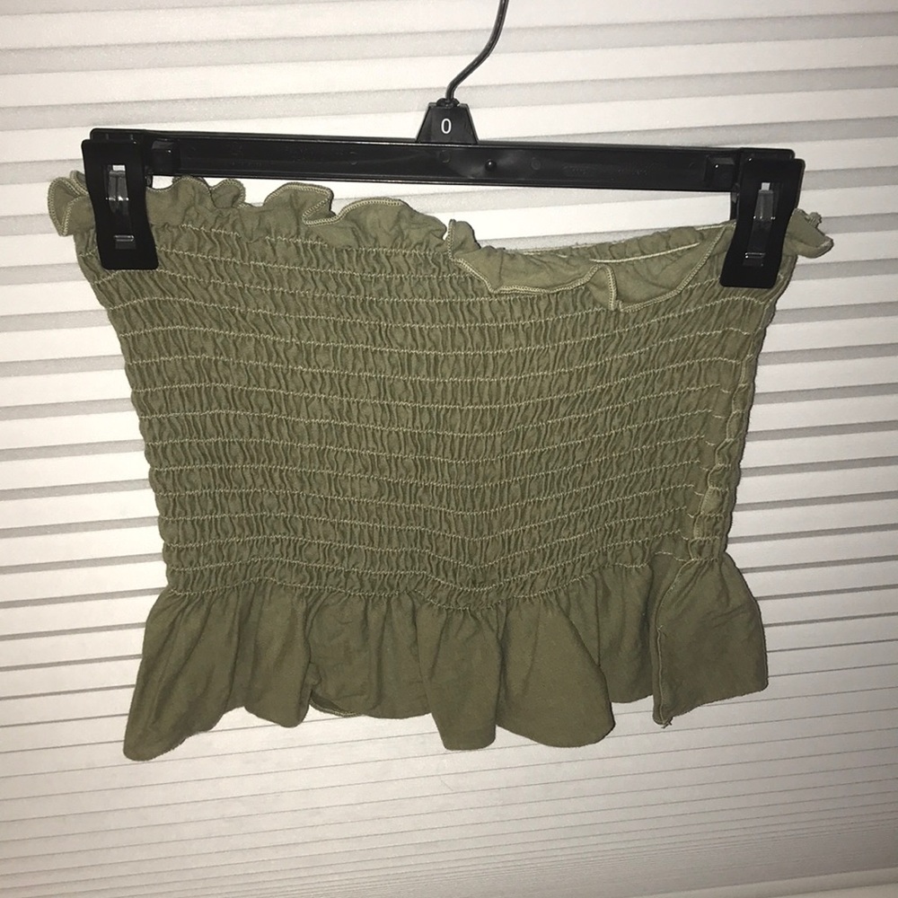 Green Strapless Crop Top